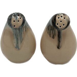 MCM Vernon Ware Salt and Pepper Shakers California Drip Glaze Retro Boho‎ Beige